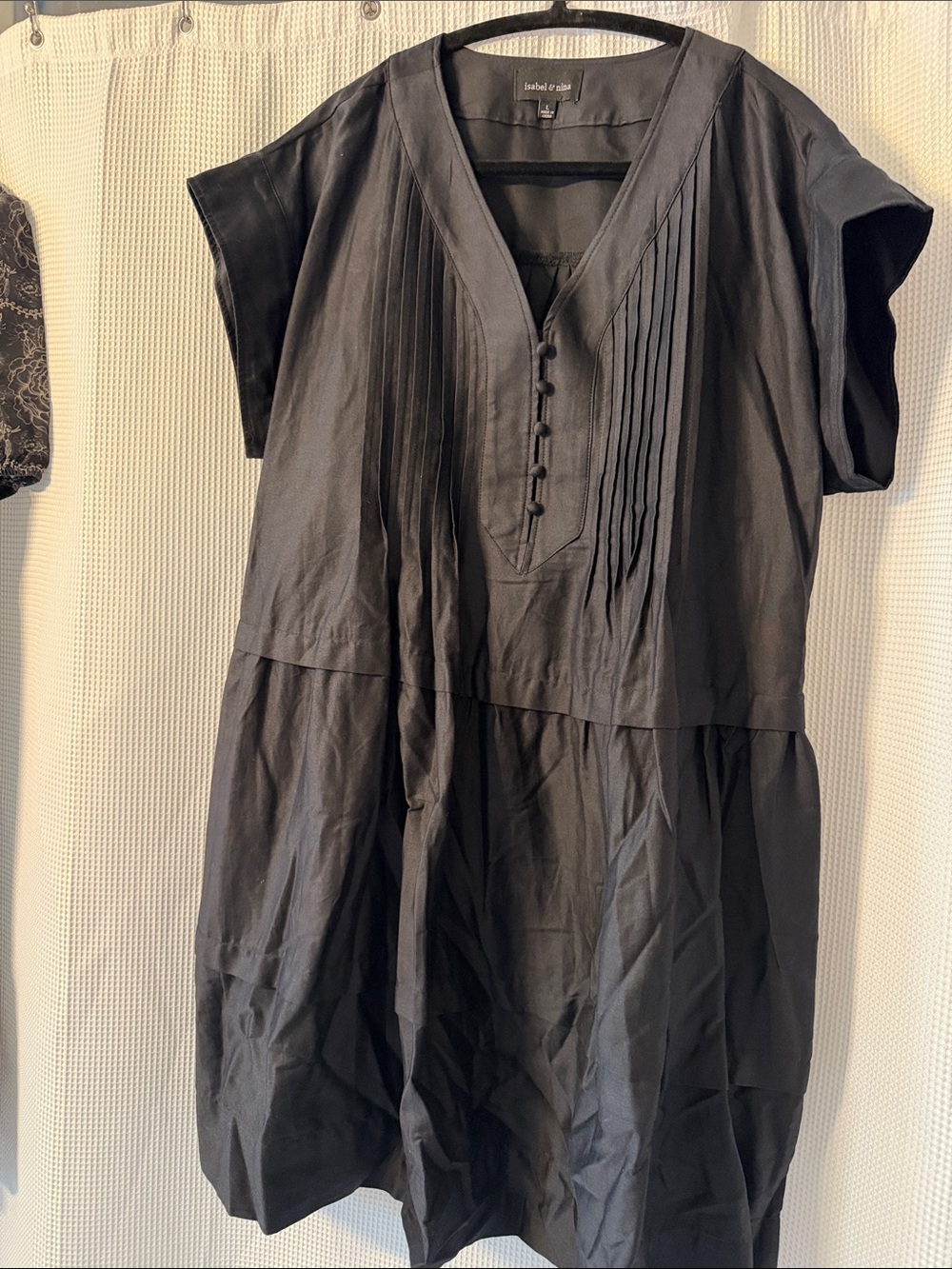 Isabel Marant Black Pleated V-Neck Midi Dress